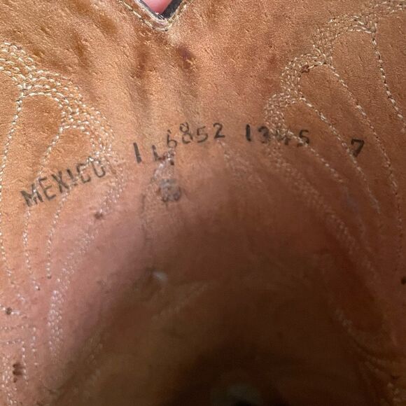 TOM HOUSTON Vintage Brown Leather Western Cowboy Boots 7 - Picture 13 of 13